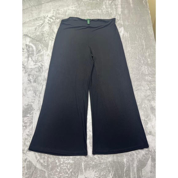 Lauren Ralph Lauren Wide Leg Lounge Pants Stretch Comfy Black Sz L Fits 36" Boho - Picture 1 of 8